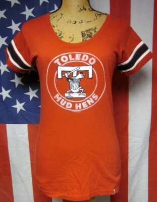 TOLEDO MUD HENS juniors med T shirt Muddy baseball mascot tee w/ stripes 47 - Image 1 of 4