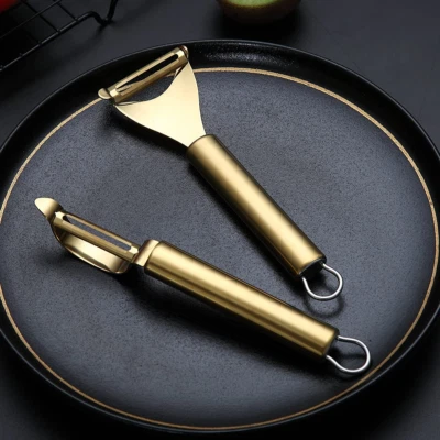 Set Of 2 Gold Potato Vegetable And Fruit Peelers For Kitchen Stainless Steel - Image 1 of 4