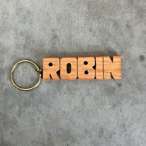 Vintage Wooden Keychain - Name ROBIN  Personalized, Carved, Gift For Her