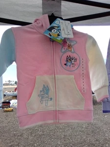 Bluey Character Girl's Size 4 Full-Zip Soft Fleece Embroidered Hoodie NWT - Picture 1 of 5