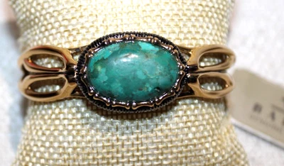 Barse Genuine Turquoise Cornet Bronze Cuff Bracelet NWT - Image 1 of 4