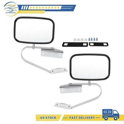 Chrome Pair Manual Folding Exterior Rear Mirror For 1988-96 Ford F250 Super Duty - Image 1 of 4