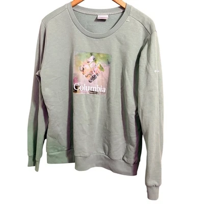 Sudadera Columbia verde menta con gráfico floral para mujer talla L Foto 1 de 4