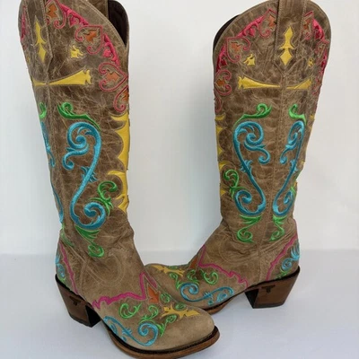 LANE PINK SUEDE Cowboy Boots Womens 9.5 Western Cowgirl Embroidery Tall/Knee H - Image 1 of 4