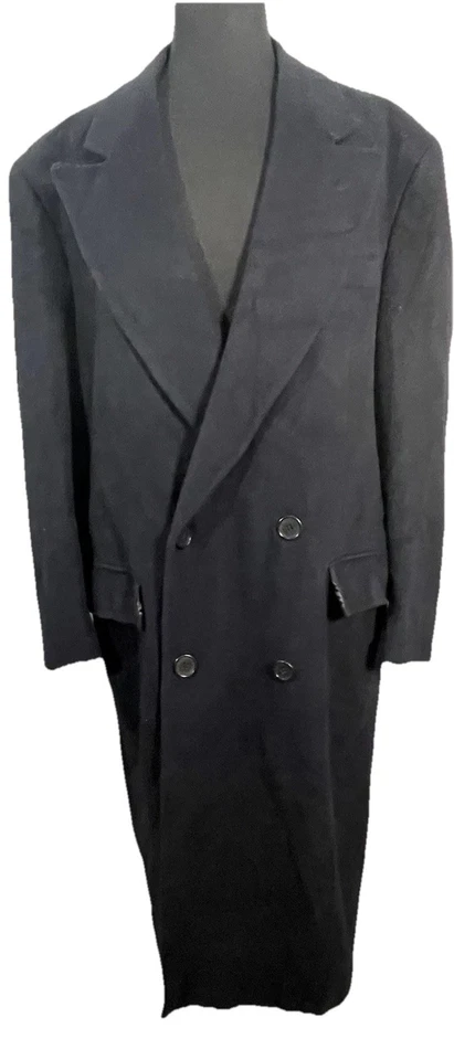 Abrigo Topcoat Vintage Doble Pecho Cachemir Azul Marino Talla 40 L Foto 1 de 4