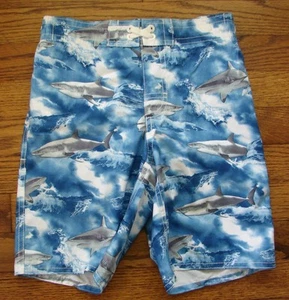 NWT Blue Sharks Board Shorts from Old Navy, Boys Size Medium (8) - Picture 1 of 3