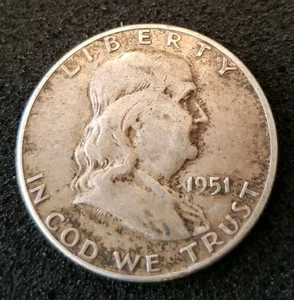 1951-S Franklin Half Dollar 90% Silber 1951 S #330047,#330048 - Bild 1 von 7