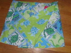Nueva con etiquetas Falda Lilly Pulitzer Parche de estribor Reversible Tortugas Cangrejos Azul Talla 6 - Imagen 1 de 5