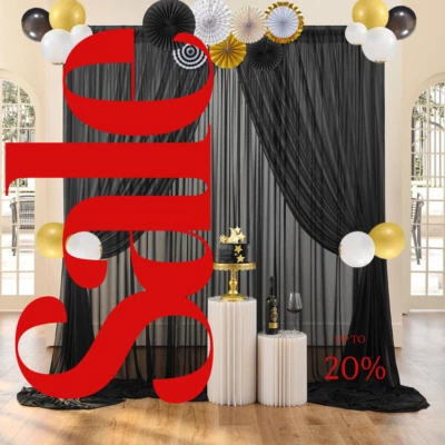 2 PANELS Chiffon Backdrop Curtains Drapes Sheer Chiffon Fabric Photography - Image 1 of 3