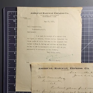 1921 American Railway Express Co. Sacramento CA Susanville Letter Lot Letterhead - Picture 1 of 4