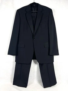 Jos A Bank 2PC Tuxedo Suit Mens 43R Black 100% Worsted Wool - Picture 1 of 17