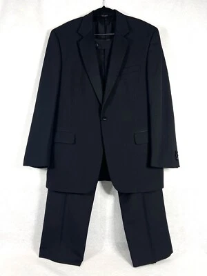 Jos A Bank 2PC Tuxedo Suit Mens 43R Black 100% Worsted Wool - Image 1 of 4