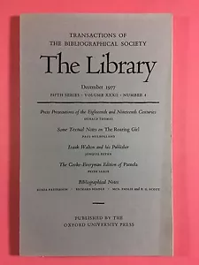 The Biblioteca,The Bibliographical Society, Fifth Serie Vol.xxxii No.4 Dic. 1977 - Foto 1 di 3