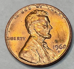 1968D LINCOLN MEMORIAL CENT = ERROR OBVERSE EDGE LETTERING BETTER GRADE UNC - Picture 1 of 6