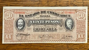 Chihuahua Mexico Mexican Revolution 20 Pesos 1915 P-S536b XF Revolución \P120P - Picture 1 of 8