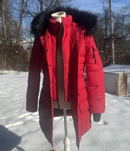 Nautica Women’s Puffer Jacket Faux Fur Trim Quilted (Red, S)GENTLY USED - Picture 1 of 9