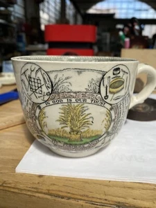 Bauernarme, antike übergroße Tasse + Untertasse, Adams England, Staffordshire - Bild 1 von 12