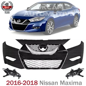 Front Bumper Cover Fascia & Fog Light Pair For 2016-2018 Nissan Maxima - Picture 1 of 8