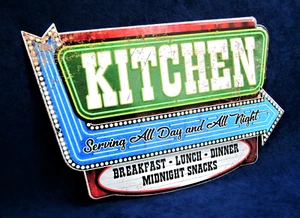 KITCHEN -*US MADE* Die-Cut Embossed Metal Sign - Dining Serving Room Wall Décor - Picture 1 of 8