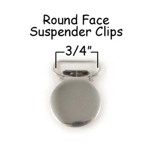100 Suspender Pacifier Holder Mitten Clips 3/4" Silver Round Face w/ Insert - Picture 1 of 4