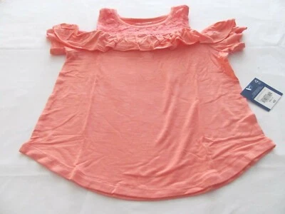 NUEVO CON ETIQUETAS XXS 4/5 ARIZONA JEAN CO.GIRLS S/S FUERA DEL HOMBRO CORAL CROCHET TÚNICA Foto 1 de 4