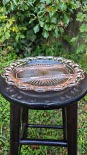 Anchor Hocking Pink Glass Lace Divided Serving Plate Vintage Jewellery Tray