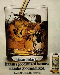 1981 Vintage Print Ad Bacardi Dark Rum The super sip It tastes good mixed glass - Picture 1 of 2