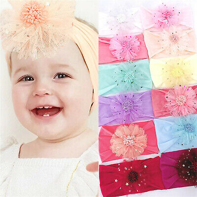 Toddler Infant Baby Boys Girls Stretch Flower Hairband Cerchietto 0-3 Anni • 1.40€