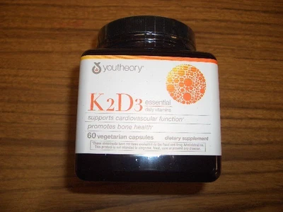 Youtheory K2D3 Vitaminas Diarias Esenciales, 60 Cápsulas Vegetarianas Exp 12/2026 Foto 1 de 4