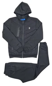 Time Is Money Herren gestepptes Slim Fit Trainingsanzug Set - Reißverschluss Hoodie & Jogginghose - Bild 1 von 7