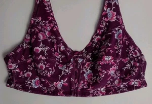 COMFORT CHOICE 44C PURPLE FLORAL 100% COTTON 2717429 FULL COVERAGE WIRELESS BRA - Picture 1 of 13