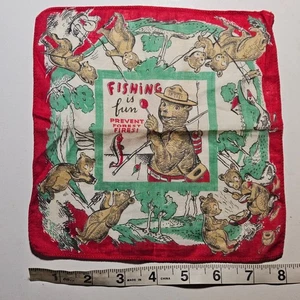 Vintage Smokey The Bear Handkerchief Fishing is Fun Prevent Forest Fires! - Picture 1 of 11