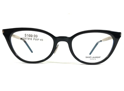 Monturas de gafas Saint Laurent SL264 002 negras plateadas ojo de gato redondas 49-20-145 Foto 1 de 4