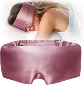 Silk Sleep Mask, 100% Mulberry Silk, Total Blackout, Soft & Comfy for Travel - Picture 1 of 6