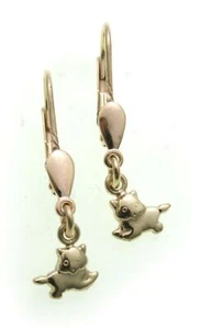 Pendientes colgantes para niños gato en oro auténtico 333 oro amarillo gatos gatitos - Imagen 1 de 2