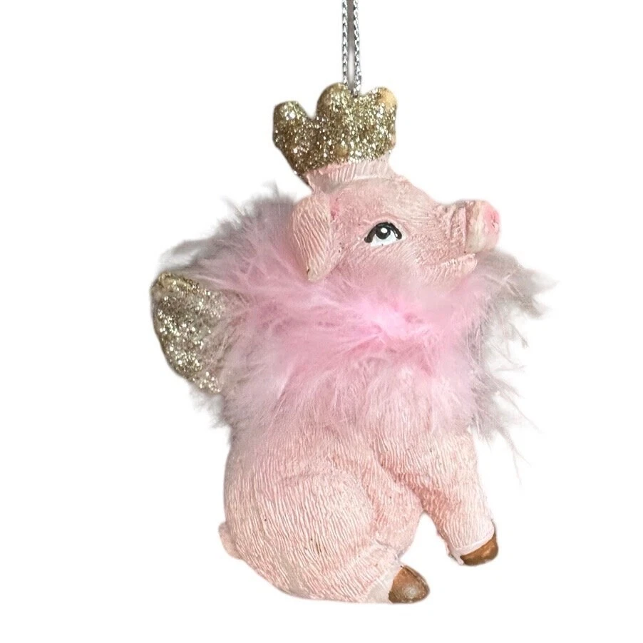 Adorno de cerdo ángel - Resina cuando los cerdos vuelan hada princesa ping boa animal vestido Foto 1 de 4