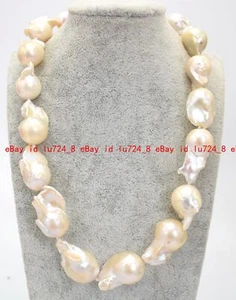 New Huge Natural 15x20mm Genuine Pink Keshi Baroque Pearl Jewelry Necklace - Picture 1 of 12