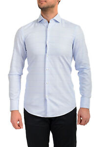 Hugo Boss Men's "Jason" Blue Slim Fit Plaid Dress Shirt US 15 IT 38