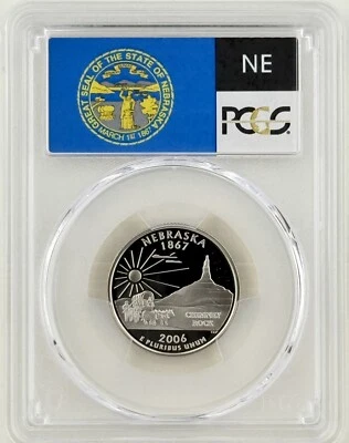 Nebraska Quarter PR 70 DCAM PCGS Clad 2006 Best Top Grade 25c State Flag Label - Image 1 of 2