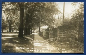 Charlottesville University Virginia va Serpentine Wall real photo postcard - Picture 1 of 2