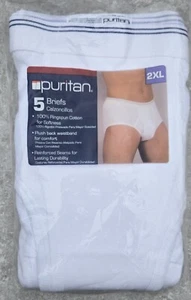 5 Vtg Y2K Walmart Puritan High Rise Full Seat 2XL Tighty Whities Cotton Briefs - Picture 1 of 3