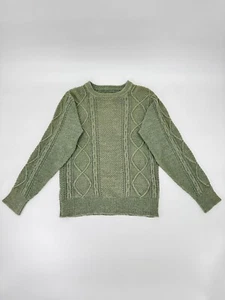 Colimbo Hunting Goods Japan Green Cotton Cable Knit Pullover Sweater Size Small - Picture 1 of 4