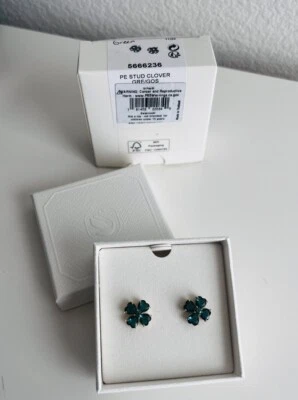 New Auth SWAROVSKI Gold Green Clover Idyllia  Stud Earrings 5666236 - Image 1 of 4