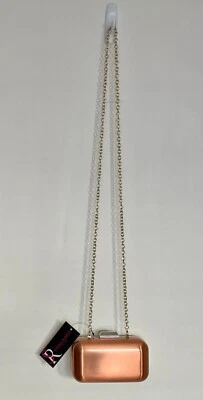 Cartera Bandolera Bolso sin asas Sondra Roberts Caja de Metal Única - Oro Rosa y Oro - Nueva con Etiquetas Foto 1 de 4