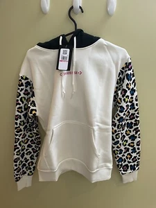 Converse Leopard Sleeve Hoodie - Size Xs Limited edition New - Foto 1 di 4