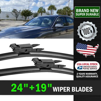For Audi A3 Quattro 2006-2013 Front Windshield Wiper Blades 24"&19" All Season - Image 1 of 4