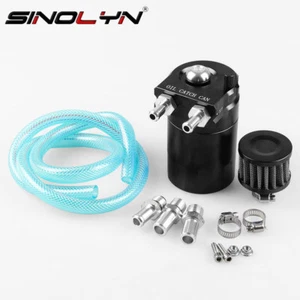 Baffled Universal Aluminum Oil Catch Tank Can Reservoir Tank 200ml-0.2L + Filter - Foto 1 di 7
