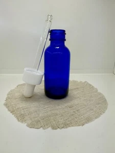 1 oz Blue Glass Dropper Bottle 30ml White Cap,DIY Serum, Tincture, Oil - Picture 1 of 10