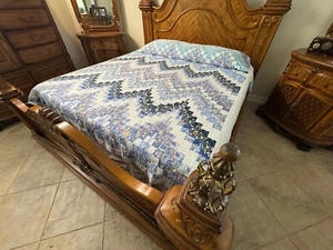 King  Size Machine pieced Bargello patchwork quilt top #B-001 made in USA - Picture 1 of 5