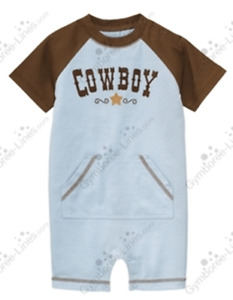 Janie and Jack NWT Dusty Blue RUGGED RANCH COWBOY SHORT ROMPER OUTFIT 0 3 12 18